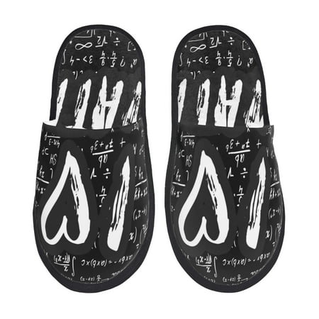 Balery I love Math Slient Indoor Furry Fleece Comfort House Shoes Soft Non-Slip Home Shoes Cotton slippers House Slippers-- Large