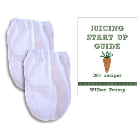 2 Fine Mesh Nut Milk Jelly Strainer Bags (1 Gal) XL Extra Large + Juicing and Sprouting eBook  Juicing Start Up Guide