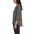 thumbnail image 2 of Matty M Women's 3/4 Sleeve Tie Front Top (Black Floral, XL), 2 of 4