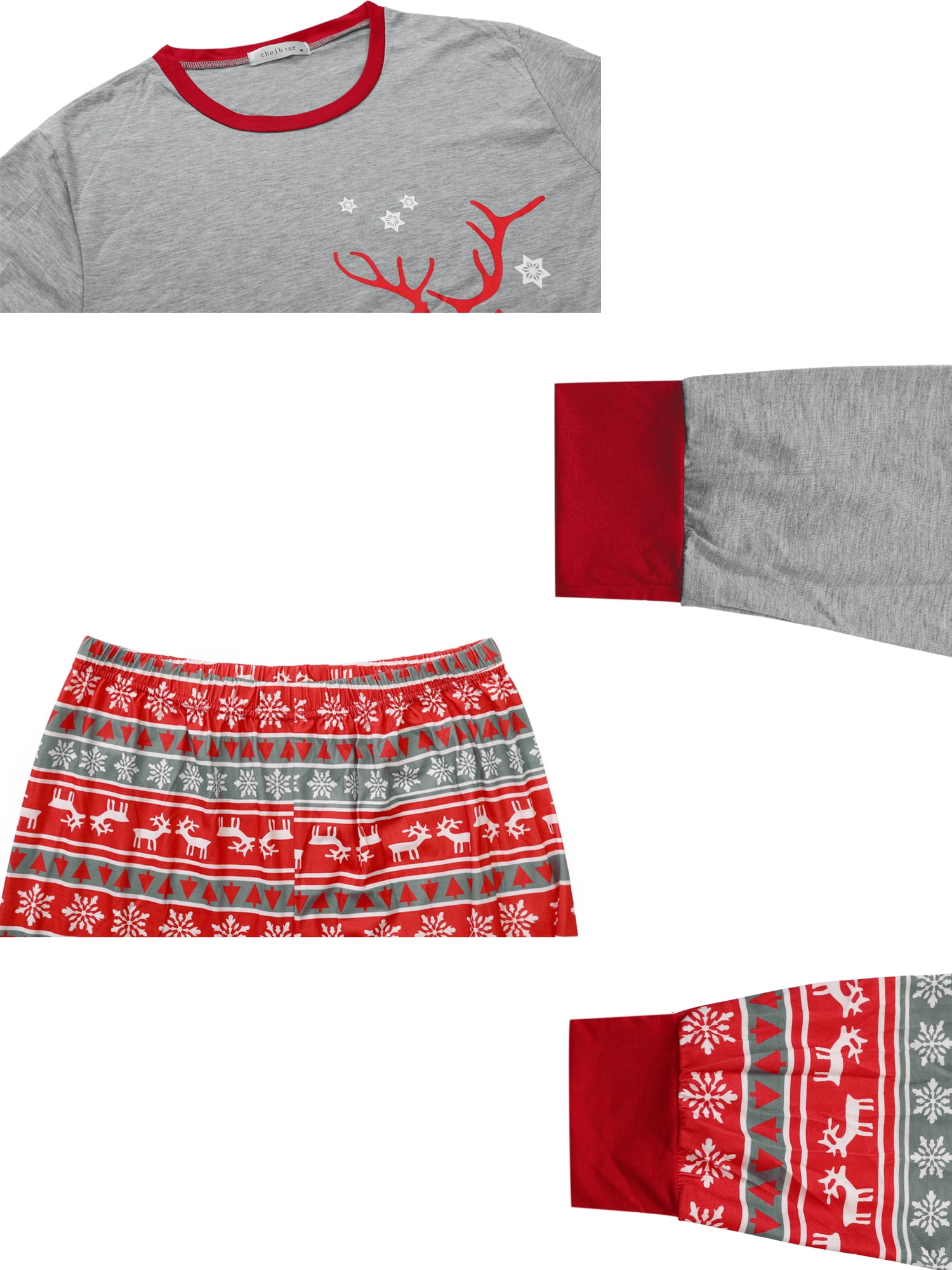 Unique Bargains Christmas Deer Print Long Sleeve Tee with Pants Lounge Family Pajama Sets M Big Boys