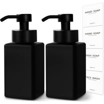 LZLINGMEI 2Pcs Foaming Soap Dispenser, Foaming Hand Soap Dispenser Set,Refillable Foam Soap Dispenser With Foaming Pump, Labels, Square Foam Soap Hand Dispenser For Bathroom, Kitchen
