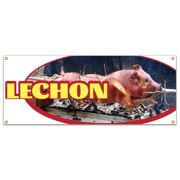 SignMission B-Lechon19 48 in. Lechon Banner with Concession Stand Food Truck Single Sided