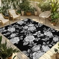 thumbnail image 2 of Outdoor Rug 5x7 ft Black Floral Rose Waterproof Outdoor Patio Rug Mat Non Slip Outside Area Rugs Carpet for RV,Camping,Porch,Deck,Pool,Balconybackyard,Vintage Leaf Flower, 2 of 9