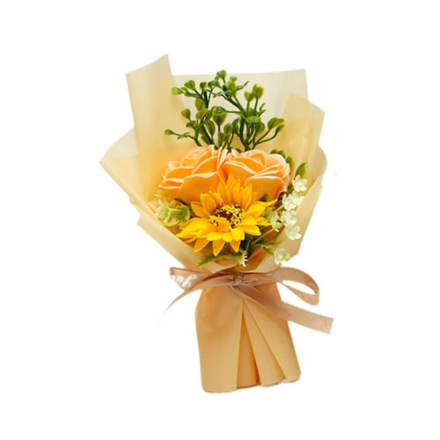 jabón para decoración bodas, manualidades, rosas perfumadas, flores artificiales, flores jabón para cumpleaños, aniversarios, Amarillo