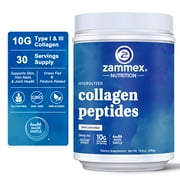Zammex Collagen Peptides Powder, Hydrolyzed Beauty Collagen For Women, Pure Grass-Fed Unflavored Collagen Powder, 10.6oz