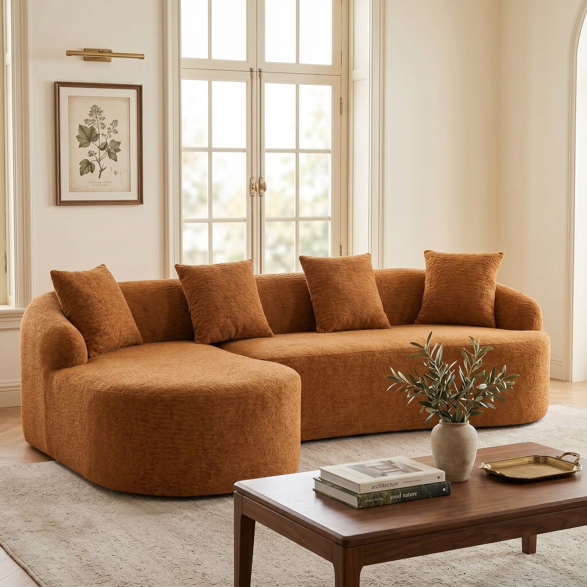 Sailvan L-Shape Sectional Sofa, 30D High-Density Foam Modular Chenille Couch for Living Room