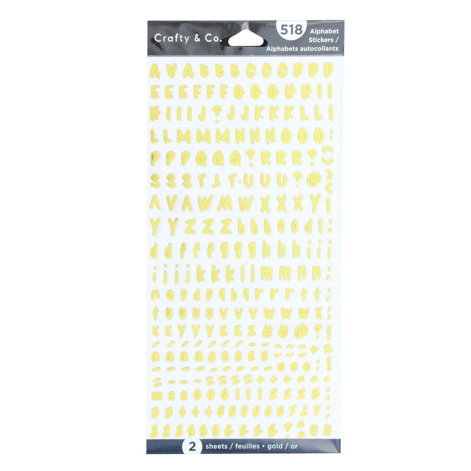 CRAFTY & CO. Autocollants d'alphabet, dorés, décoratifs, 518 pièces, bricolage, artisanat