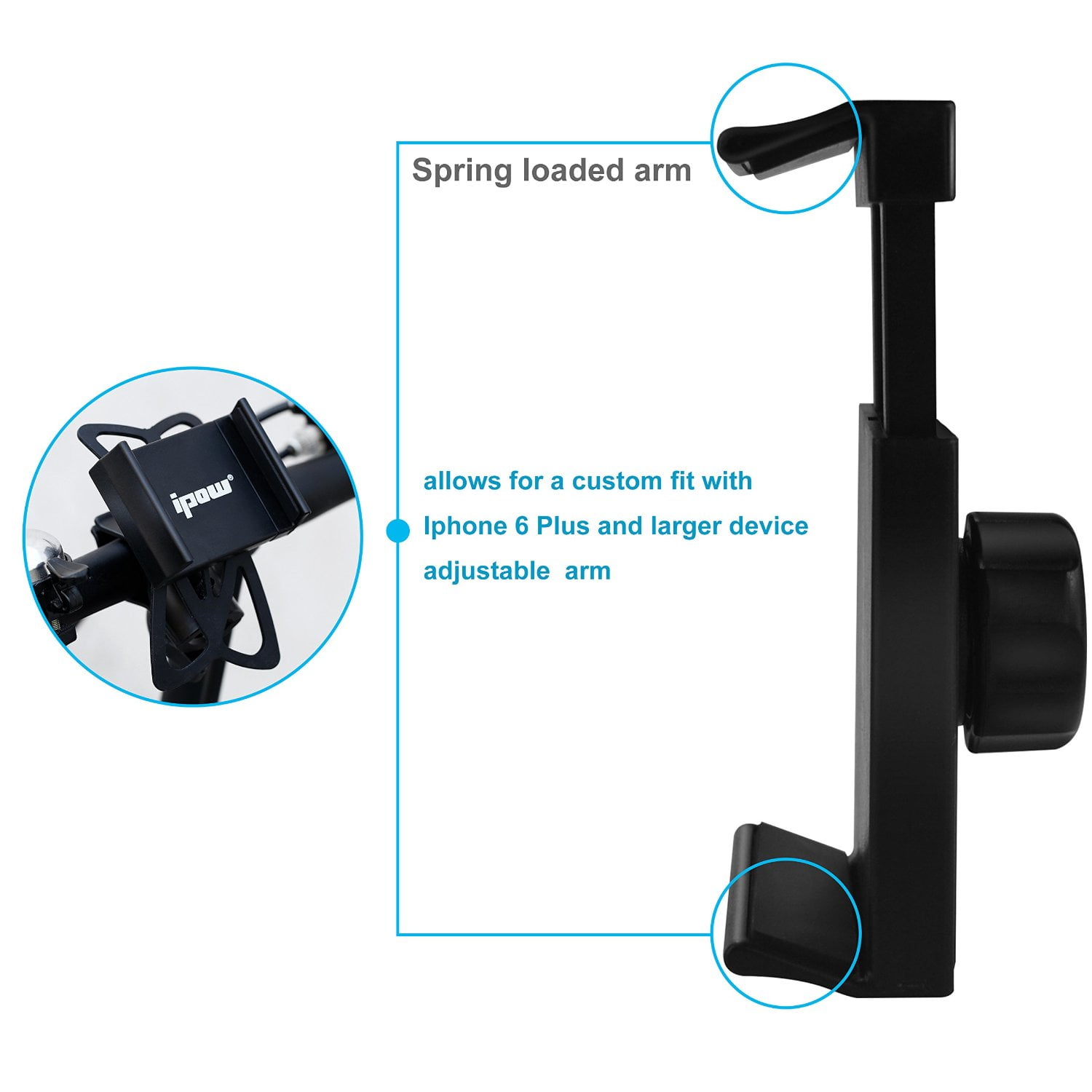 IPOW Motorcycle and Bicycle Cell Phone Holder Metal Universal