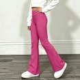 thumbnail image 6 of Spazoro Girls Flare Leggings, Solid Color Stretchy High‑Rise Waist Flared Leg Slim Fit Bootcut Trousers Fall Casual Bottoms Hot Pink, 6 of 8