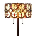 thumbnail image 6 of 63" Beige Two Light Torchiere Floor Lamp With Red And White Flowers Glass Drum Shade, 6 of 8