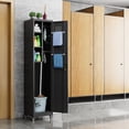 thumbnail image 6 of Aobabo 72''H Metal Broom Closet Storage Cabinet with Wheels, Steel Cleaning Tool Cabinet for Garage with Pegboards and Hooks,Assembly Required,Black, 6 of 9