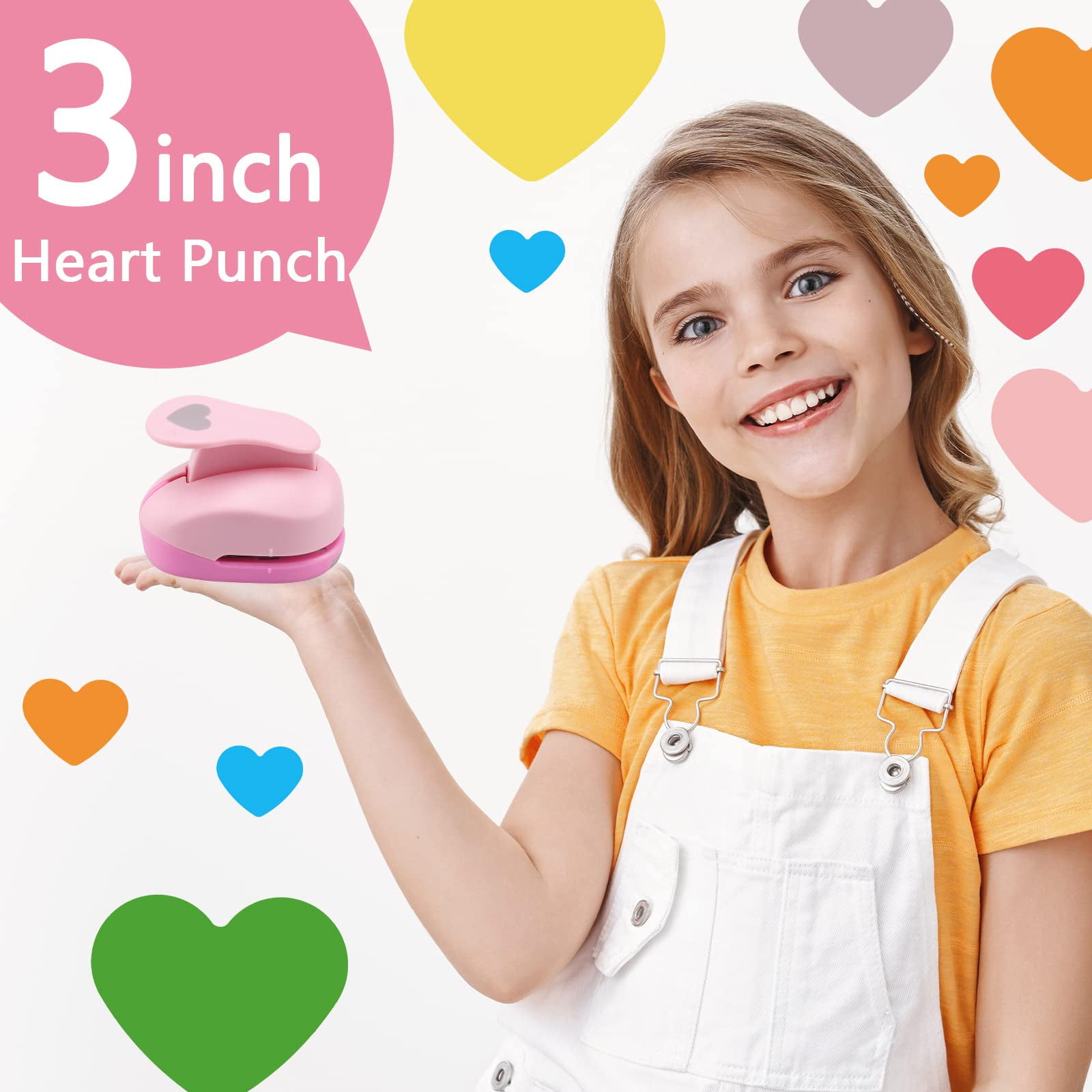 3 Inch Heart Punch, 75mm Heart Lever Action Craft Punch, Heart Shaped Hole Punch for Paper Crafts, Weddings, Cardstock, Gift Wrapping, Greeting Cards and Scrapbooks