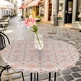 thumbnail image 3 of Boho Tribal Elastic Fitted Round Table Cover Vintage Ethnic Style Waterproof Outdoor Tablecloth for Holiday Party, Picnic, Patio & Dining Fits Tables Up to 55"-60", 3 of 8