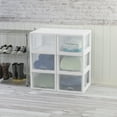 thumbnail image 4 of Sterilite 27 Quart Clear & White Plastic Storage Bin with One Drawer, 8 Pack, 4 of 12