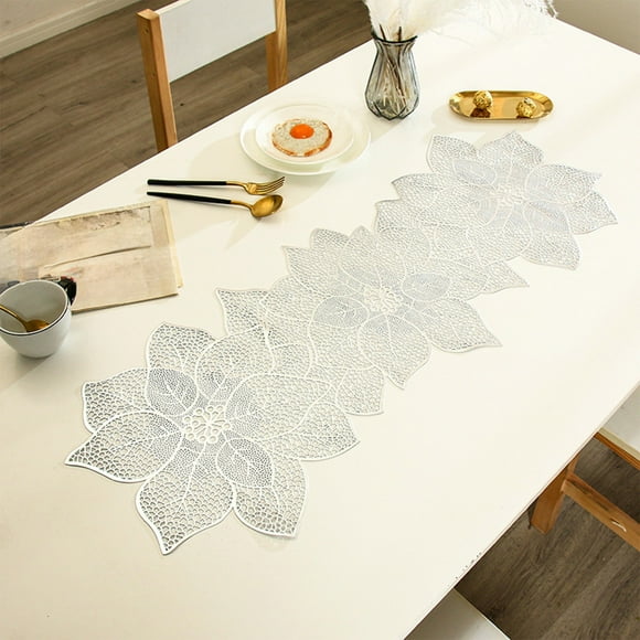 PVC Stamped Hollow Floral Table Mat European Long Special Shaped Table Flag Not Afraid Of Water And No Slip Insulation Mat