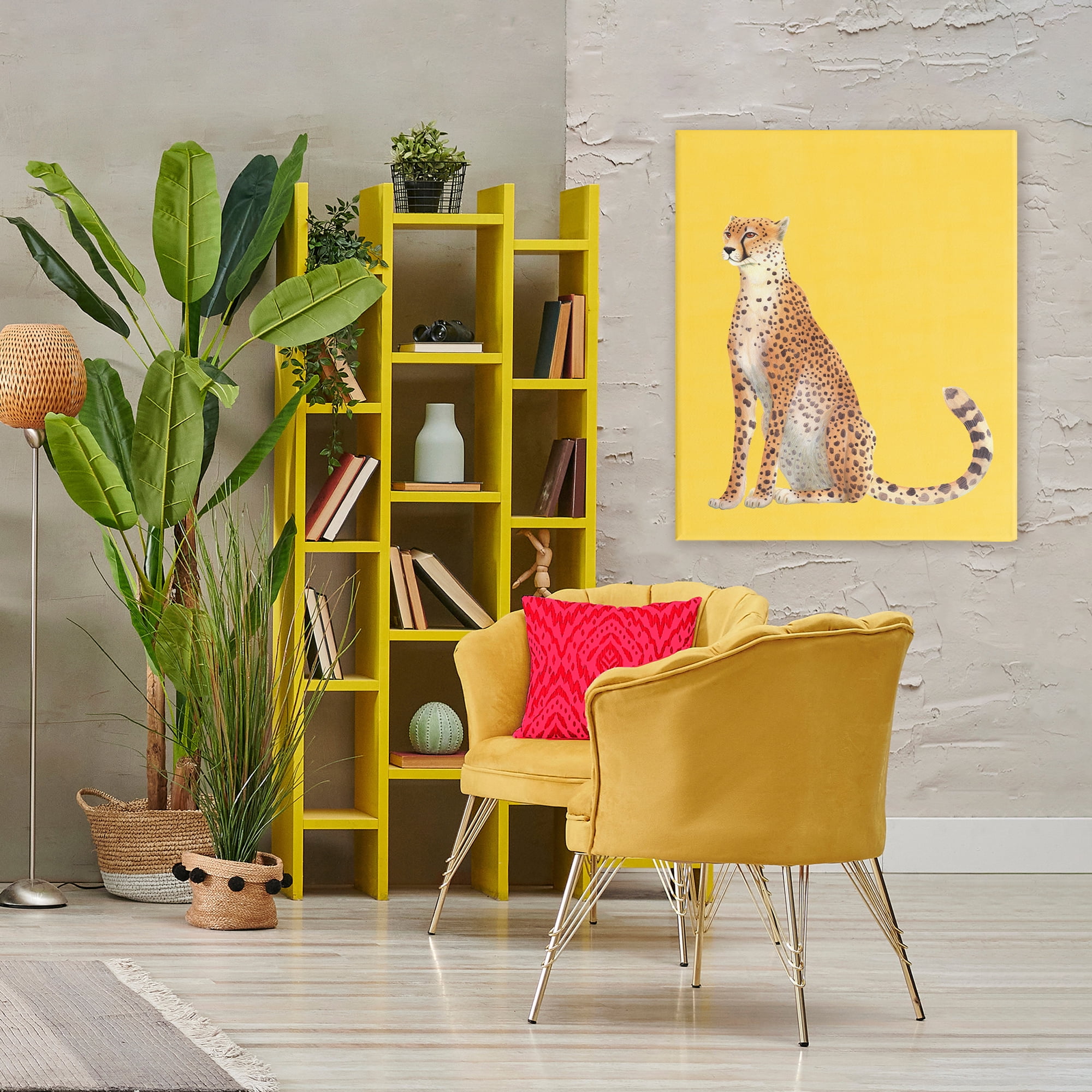 Stupell Industries Cheetah on Vibrant Yellow Canvas Wall Art, design by Karolina Sato