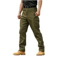 thumbnail image 2 of Huankd Men's Thermal Fleece Lined Tactical Pants Winter Work Cargo Pants Waterproof Insulated Snow Hiking Pants Army Green XL, 2 of 9