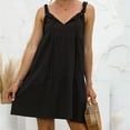 thumbnail image 2 of TIHLMK Black Dress Ladies Loose Solid Color Lace-Up Sleeveless Sling Ruffle Mini Dress, 2 of 8