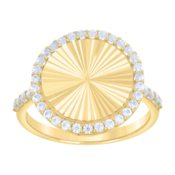10kt Real Yellow Gold Womens Cubic-Zirconia Fashion Ring