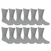 12 Pairs of Excell Boys Youth Value Pack Cotton Sports Athletic Childrens Socks (6-8, Gray)