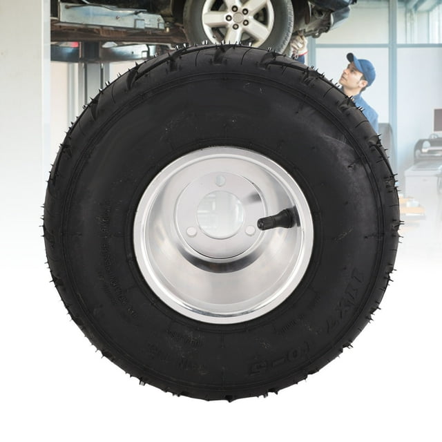 Rim 11x7.10-5 Go Kart Tire with Rim Rubber Aluminum Alloy 4PR Tubeless Rear Wheel Rim Tire Assembly for ATV UTV SxS Side By Side Cart
