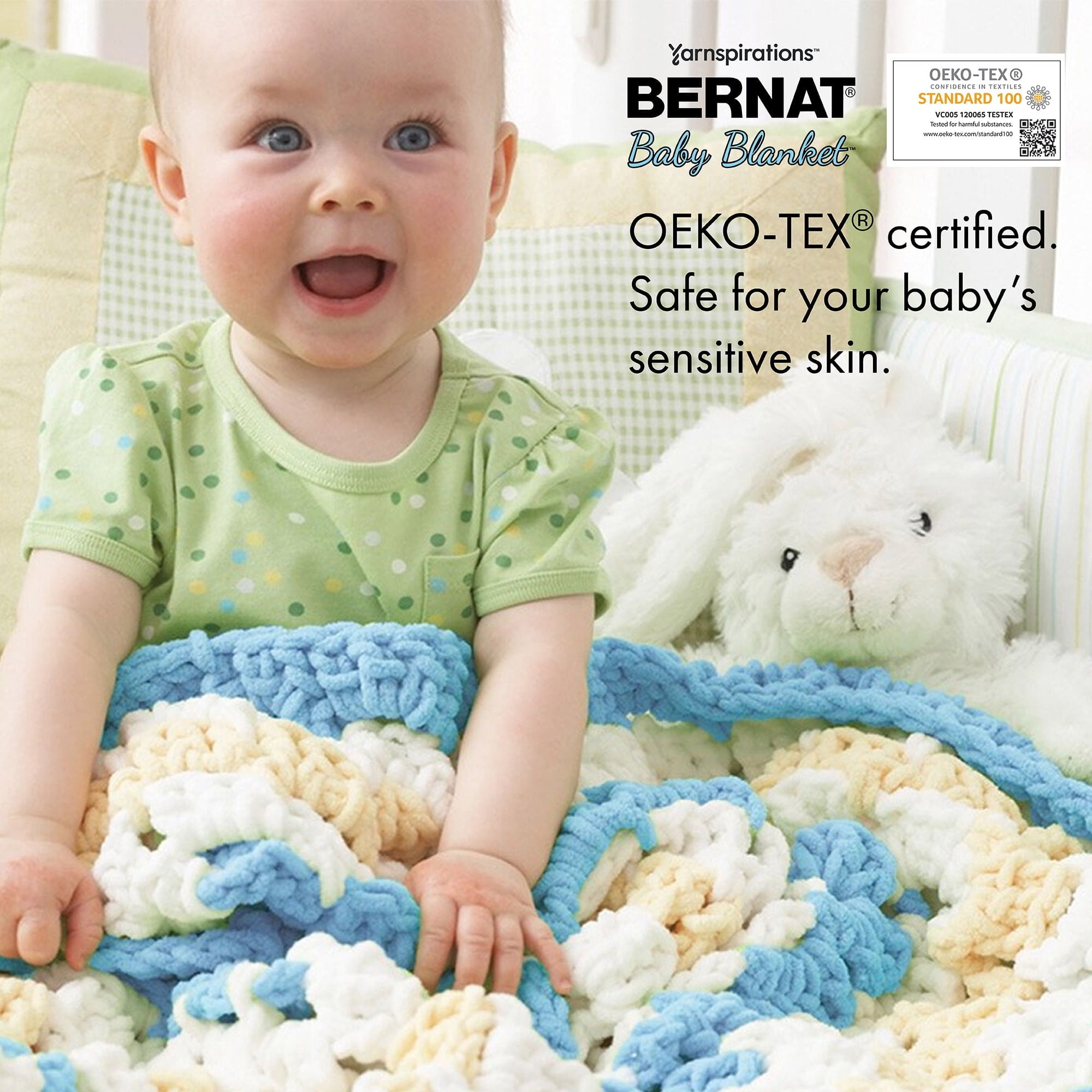 Bernat BABY BLANKET  Vanilla Yarn - 300g - Polyester - #6 Super Bulky - 220 Yards - Knitting Crochet