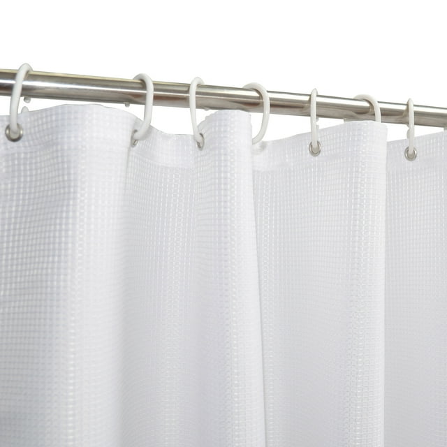 YISURE White Short Shower Curtain 60inch Small Waffle Fabric Bath