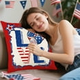thumbnail image 2 of OutmaxHome Patriotic 4th of July Linen Pillow Covers 18x18 Inch Independence Memorial Day Throw Pillow Case Cushion Cover for Bedroom Sofa Living Room Couch Chair, 2 of 6