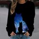 thumbnail image 1 of Puntoco Camisas para mujer Cuello redondo Estampado de gato Tops de manga larga Blusa regular estampada Puntoco Puntoco-1025, 1 of 5