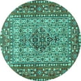 thumbnail image 1 of Ahgly Company Machine Washable Indoor Round Persian Turquoise Blue Traditional Area Rugs, 6' Round, 1 of 4