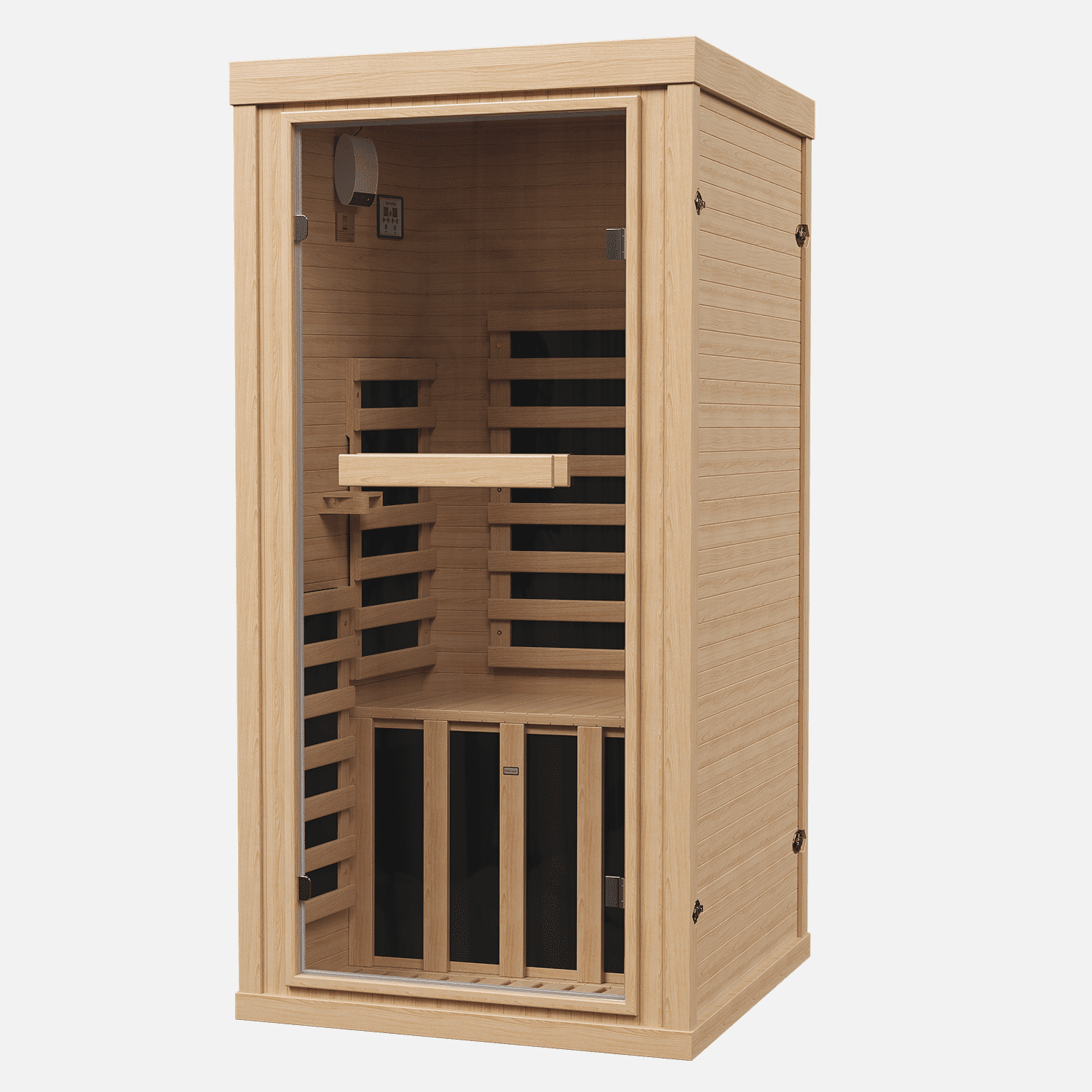 BaPiPro 1-2 Person Home Far Infrared Sauna Room, 1260W High-Efficiency Heating Hemlock Wood Indoor Sauna Spa with Control Panel, LED Lighting, Bluetooth Music Function for Home, Gym, 3'x5.5'