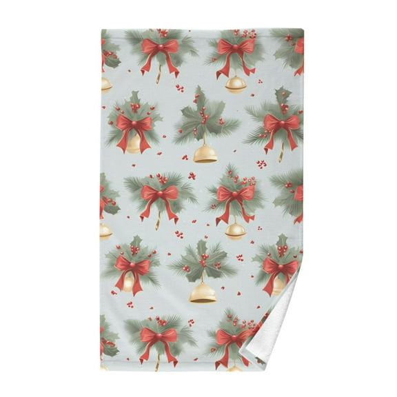 Christmas Bells Cotton Face Towels Soft Hand Towel Absorbent Bathroom Towel for Kitchen Hotel Decoration