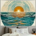 thumbnail image 2 of PRATYUS Ocean Sunrise Wall Tapestry Waves Mid Century Modern Style Tapestry Wall Hanging Wall Art Home Decor for Bedroom,Living Room,Dorm Decor  60x50inch, 2 of 6