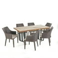 thumbnail image 2 of Nestor Outdoor 7 Piece Wicker Dining Set with Light Weight Concrete Dining Table and Cushions, Textured Brown, Multibrown, Light Brown, 2 of 9