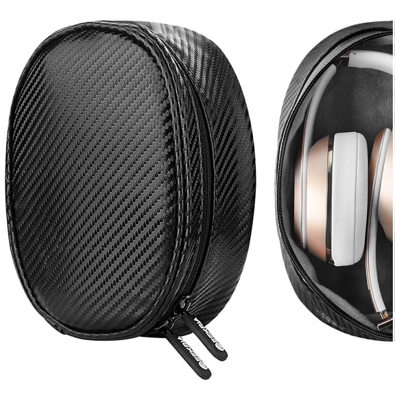 Geekria Headphone Pouch Compatible with Beats Studio Pro, Studio, Studio 3, Solo 3, Solo 2, Solo HD Case, Replacement Protective Travel Carrying Bag with Cable Storage (Black)