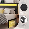 thumbnail image 6 of Bolvdo Twin Bed Frame with Storage Headboard, Drawers, LED Light & Charging Station, Noise-Free, Easy Assembly, Classic Black, 6 of 7