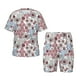 thumbnail image 1 of Balery Abstract Floral Conjunto de Pijama Infantil de Manga Corta con Estampado – Ropa de Dormir de Algodón Suave-4X-Large, 1 of 6