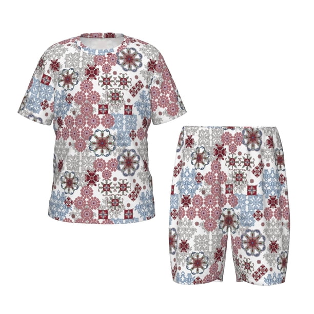 Balery Abstract Floral Conjunto de Pijama Infantil de Manga Corta con Estampado – Ropa de Dormir de Algodón Suave-4X-Large