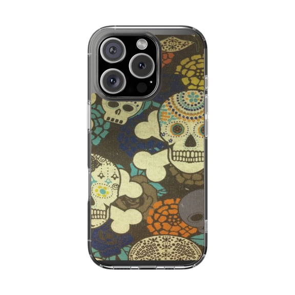 Clear Hybrid Shockproof Case for Apple iPhone 16 PRO - Colorful Floral Sugar Skulls Design