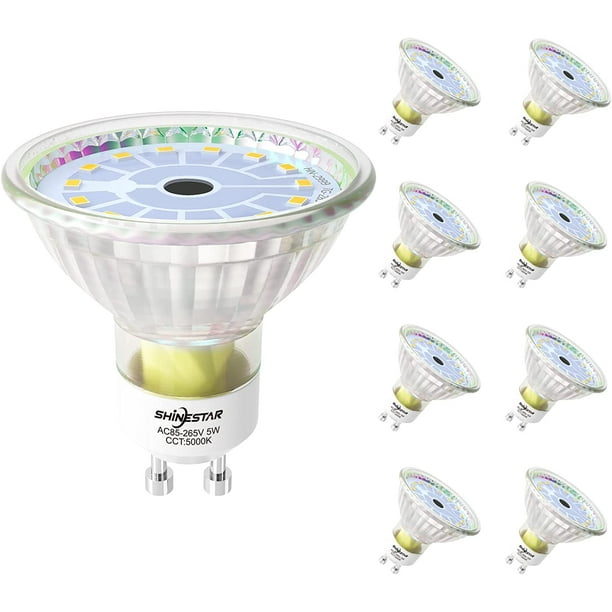 SHINESTAR 8Pack GU10 LED Bulbs, 5000K Daylight, 50W Equivalent, MR16