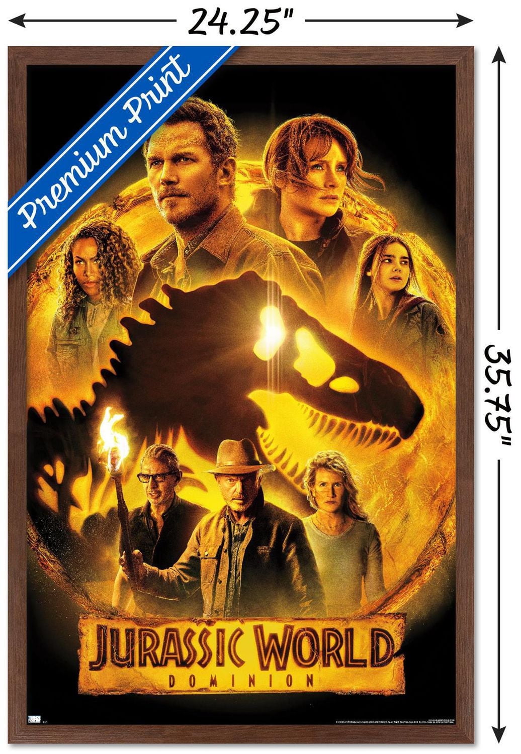 Jurassic World: Dominion - Group One Sheet Wall Poster, 14.725" x 22.375" Framed