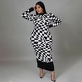 thumbnail image 4 of AURA Plus Size Plaid Print Maxi Dress Crewneck Long Sleeve Patchwork Elegant Sweet Style Long Dress for Fall Winter, 4 of 6