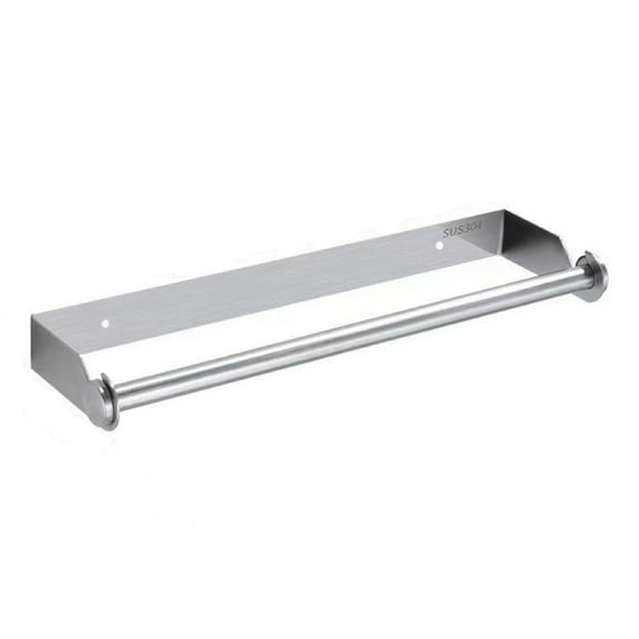 Hecteas Rack,Storage Rack,Paper Towel Holder Under Cabinet Wall Mount Paper Towel Holder Self Adhesive Or Drilling Under Cabinet Paper Towel Holder for Kitchen & Bathroom(1*Shelf-Silver)