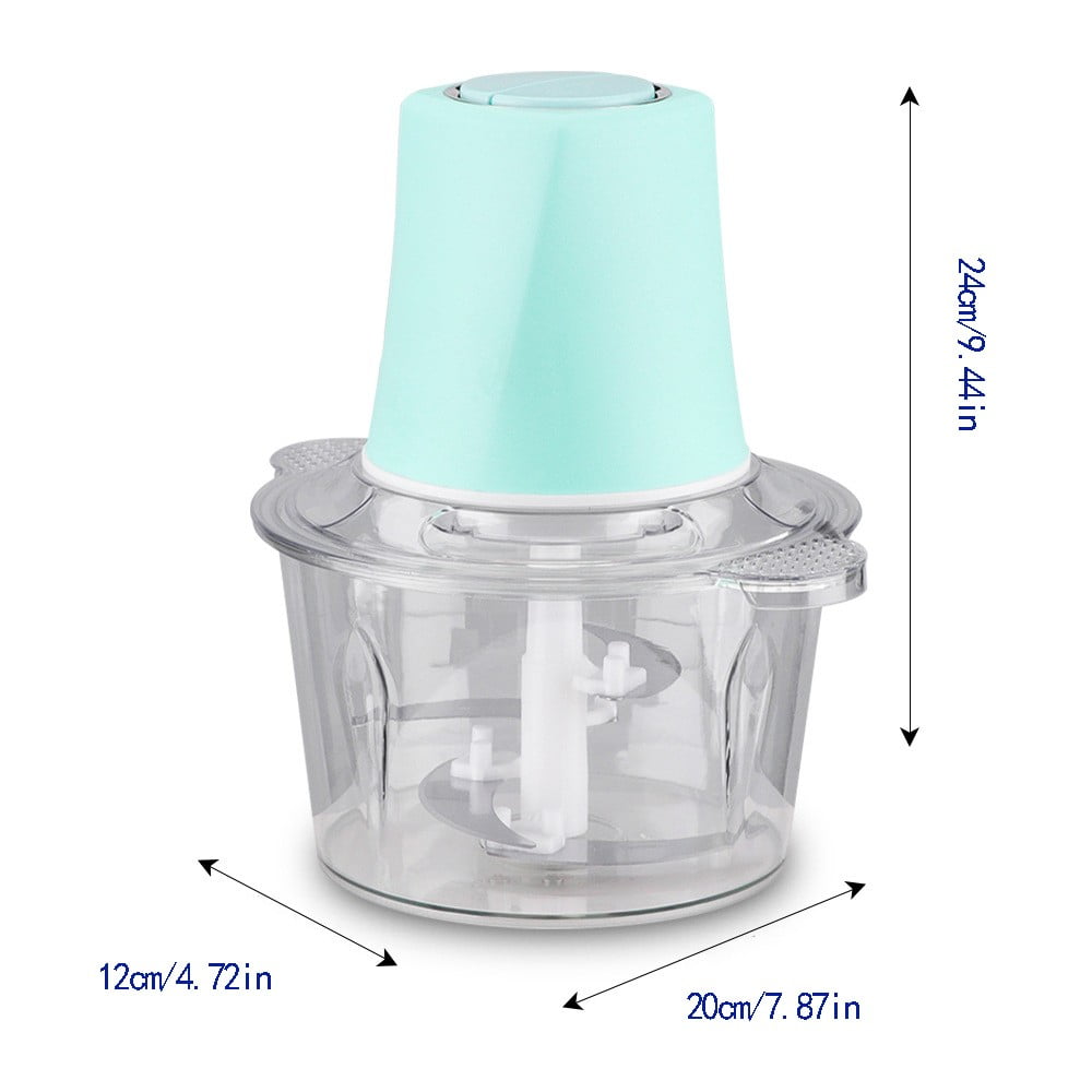 Food Processor Electric Meat Grinder 200W Food Chopper with Large Sharp Blade & Protective Case & Scraper, 2 L Capacity For Vegetable Fruit Meat Powerful Chopping Grinding, 1Pc(Clear,7.8x4.7x9.4")