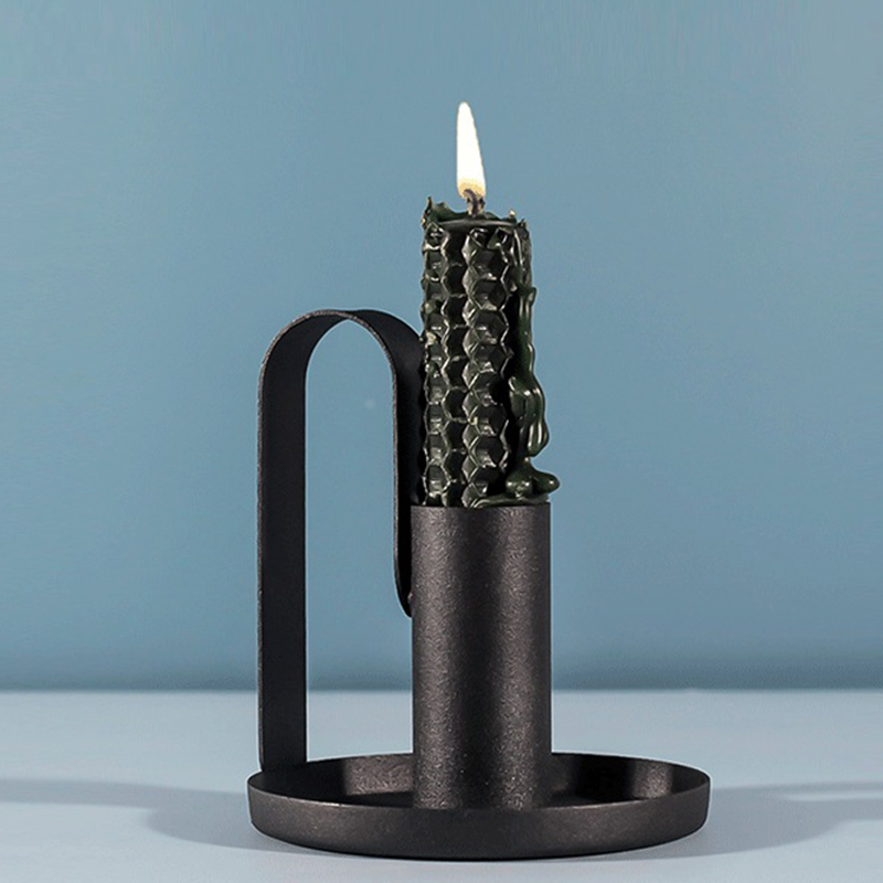 Retro Black Candle Holders Iron European Style Candlestick For Wedding