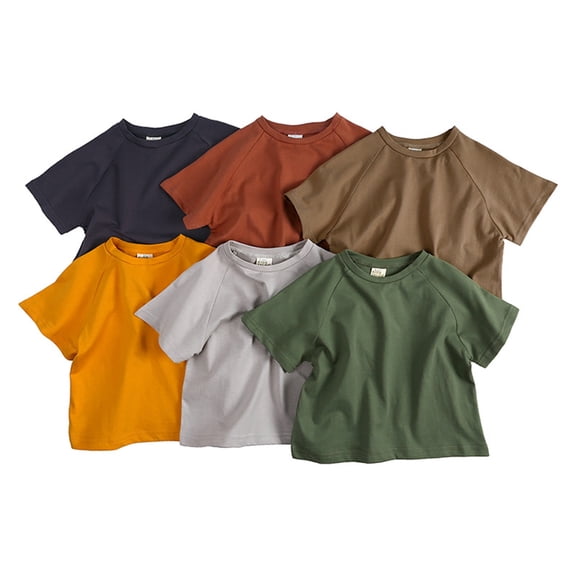 Boys T Shirts Kids Classic Loose Soft Basic Short Sleeve T Shirt Girls Tops Coffee 2-3 Years