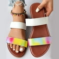 thumbnail image 2 of WEAIXIMIUNG Home Slippers Women Ladies Fashion Summer Multicolour Print Leather Open Toe Flat Beach Slippers, 2 of 9