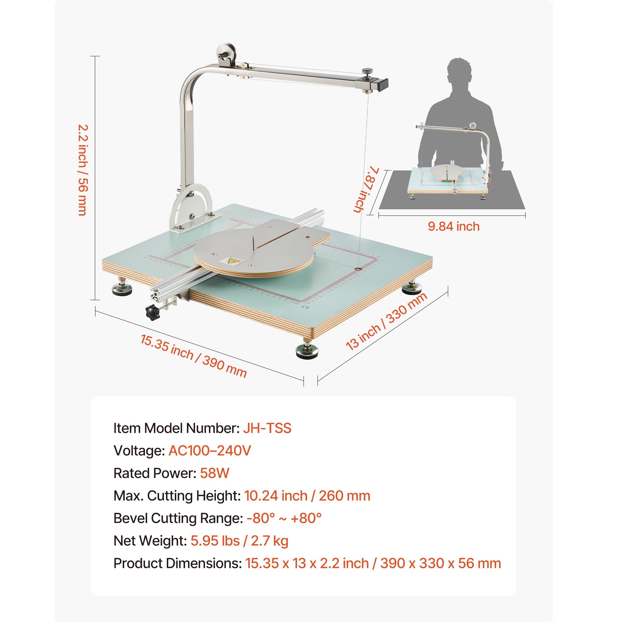 KFFKFF Electric Hot Wire Foam Cutter, 58W Tabletop Cutting Tool with Adjustable Temperature Control, Designed for Foam, KT Board, and Low-Density Sponge, Max. Cutting Thickness 10.24"