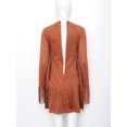 thumbnail image 3 of TiaoBug Women Western Cowgirl Fringe Long Sleeve Tassels Mini Dress Hippie 70s Party Outfit Brown XL, 3 of 7
