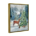 thumbnail image 3 of Stupell Industries Winter Woodland Animals Tree Holiday Painting Gold Floater Framed Art Print Wall Art, 3 of 6